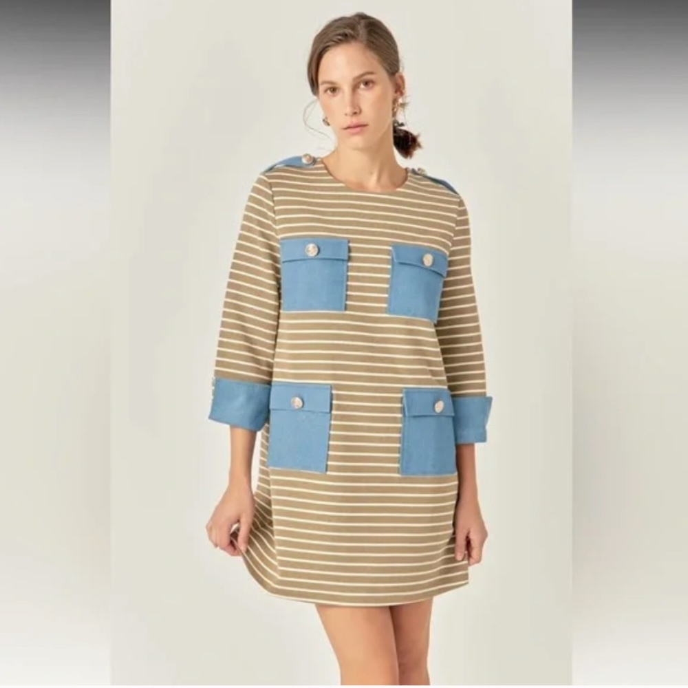 NWT English Factory STRIPED JERSEY KNIT DRESS